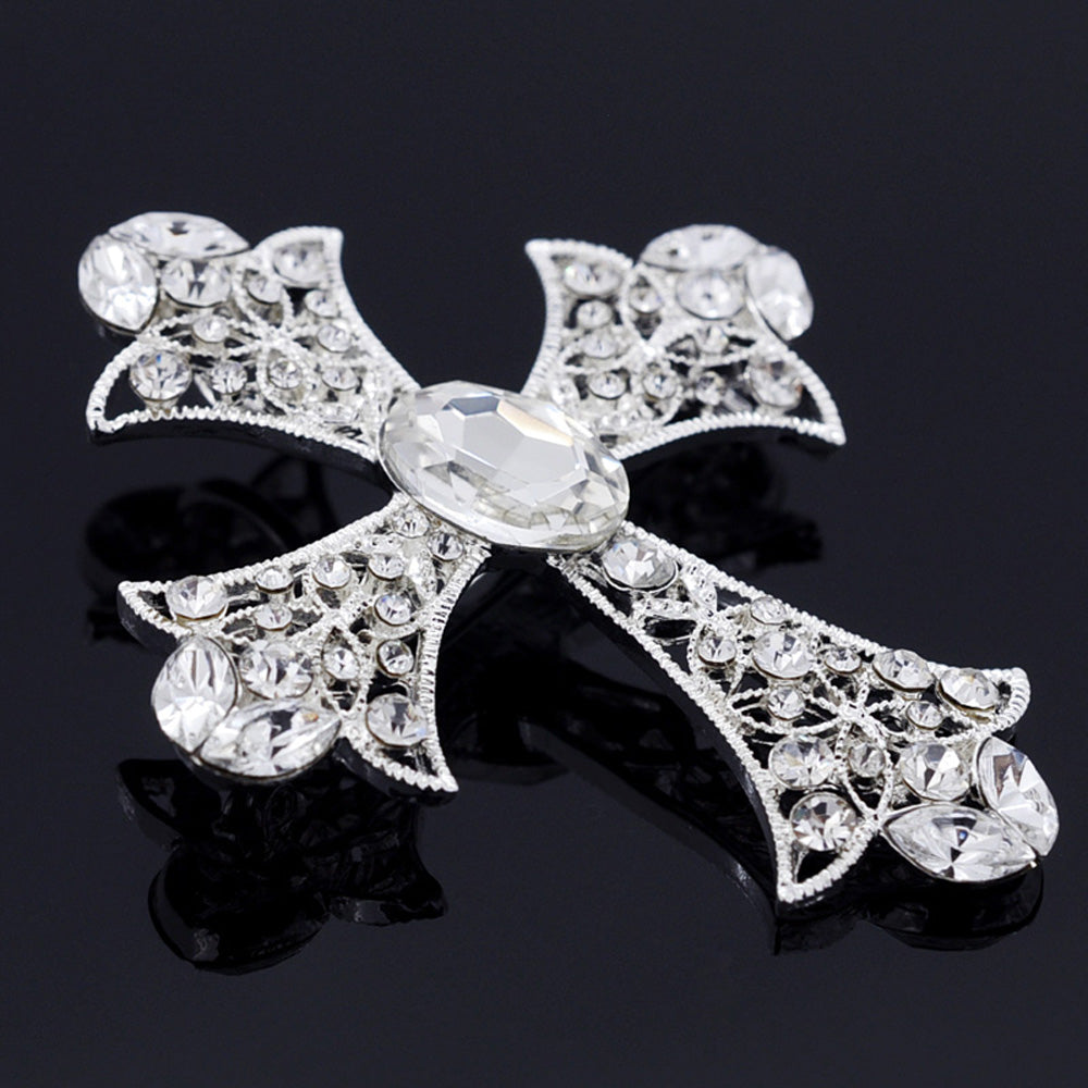 Crystal Cross Wedding Pin And Pendant