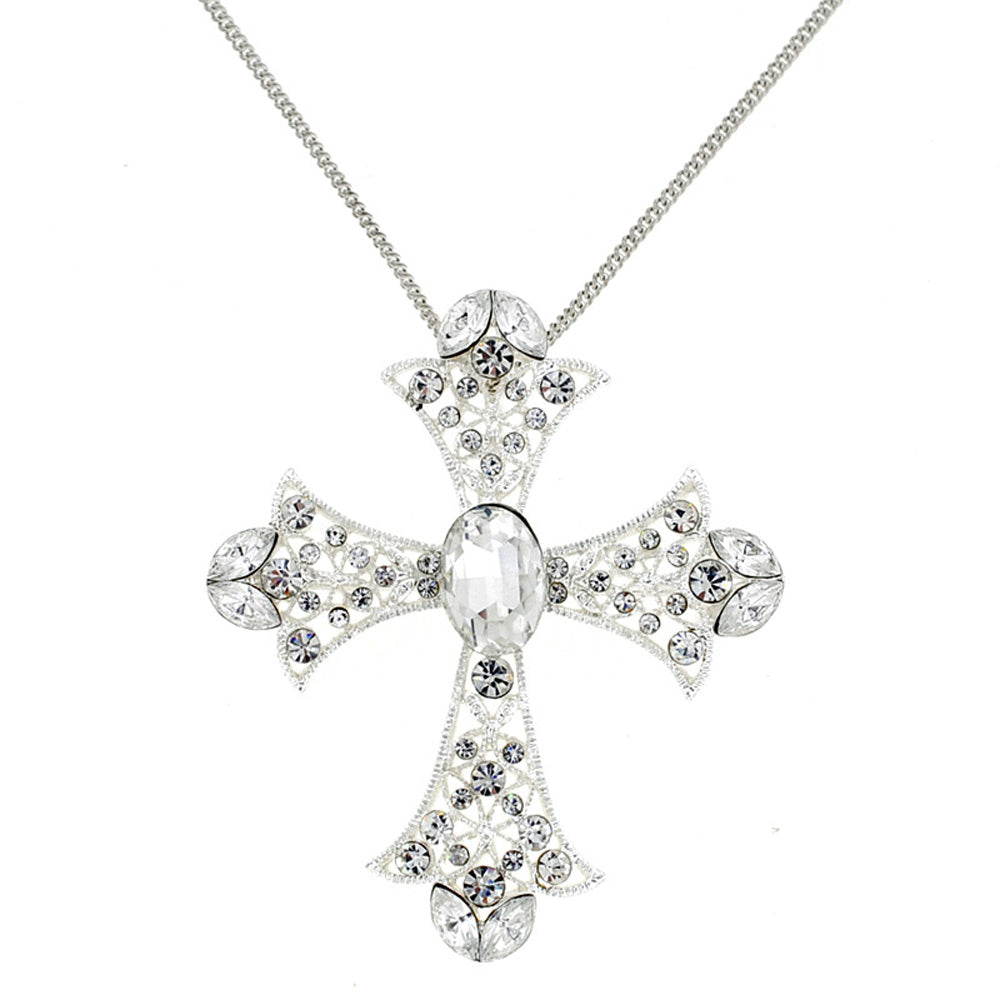 Crystal Cross Wedding Pin And Pendant