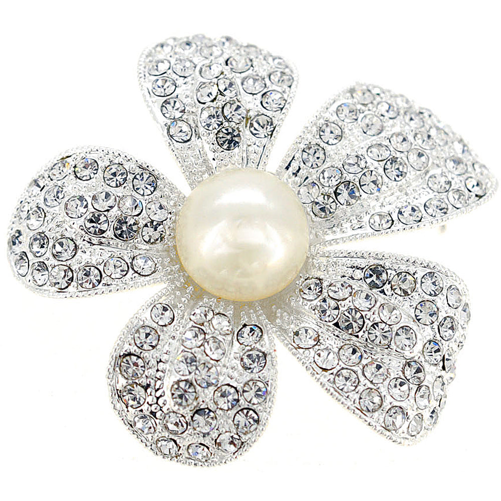 Crystal Flower Wedding Pin Brooch
