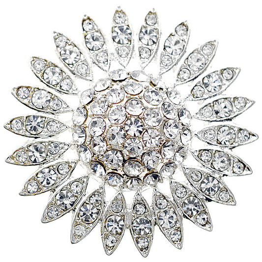 Silver Wedding Sunflower Crystal Brooch Pin