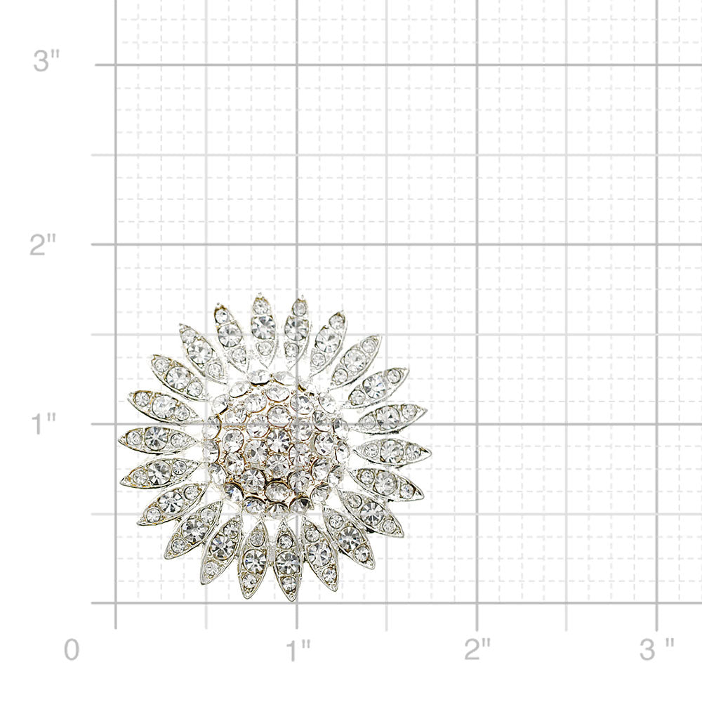 Silver Wedding Sunflower Crystal Brooch Pin