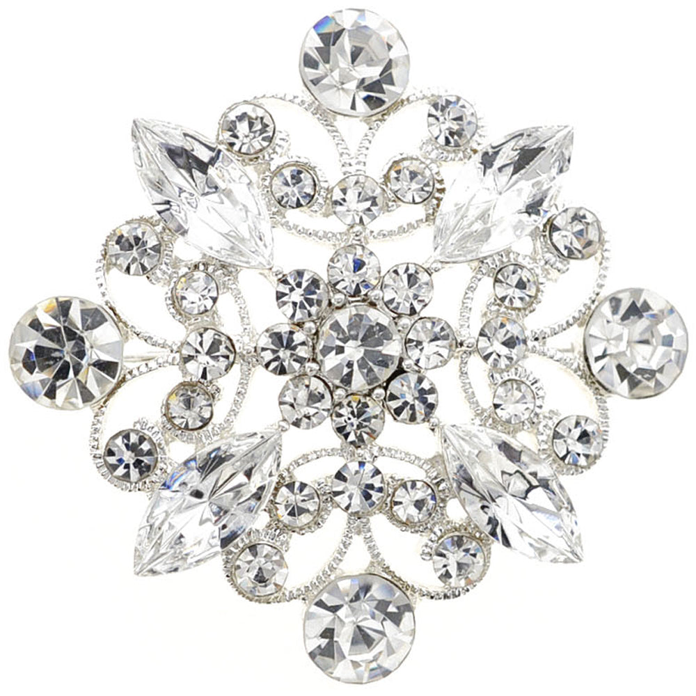 Crystal Flower Wedding Pin And Pendant