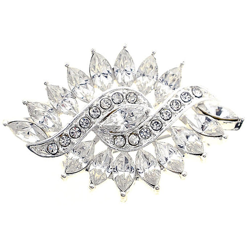 Crystal Twist Flower Wedding Pin And Pendant