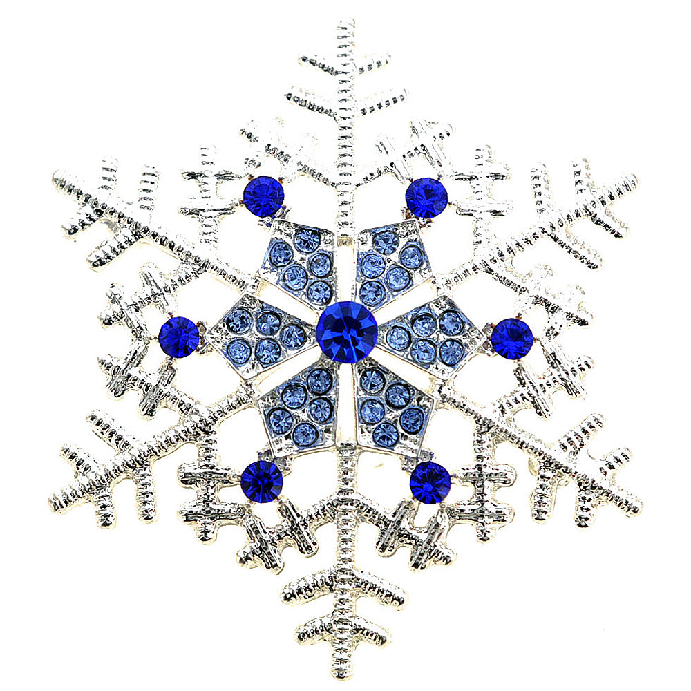 Blue Christmas Snowflake Crystal Pin And Pendant