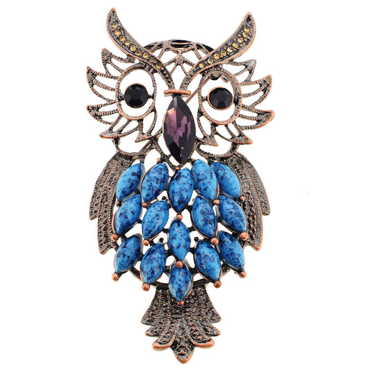 Vintage Style Turquoise Owl Pin Brooch