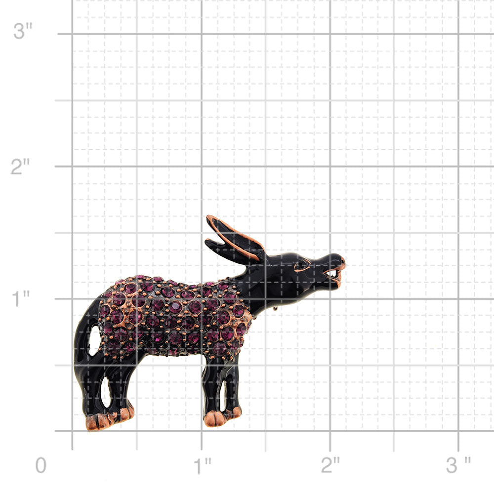 Purple Democrat Donkey Crystal Pin Brooch