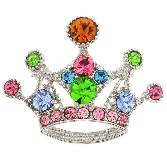 Multicolor Crown Brooch