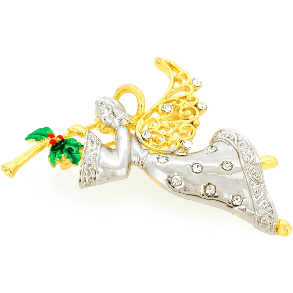 Angle With Horn Crystal Pin Brooch And Pendant