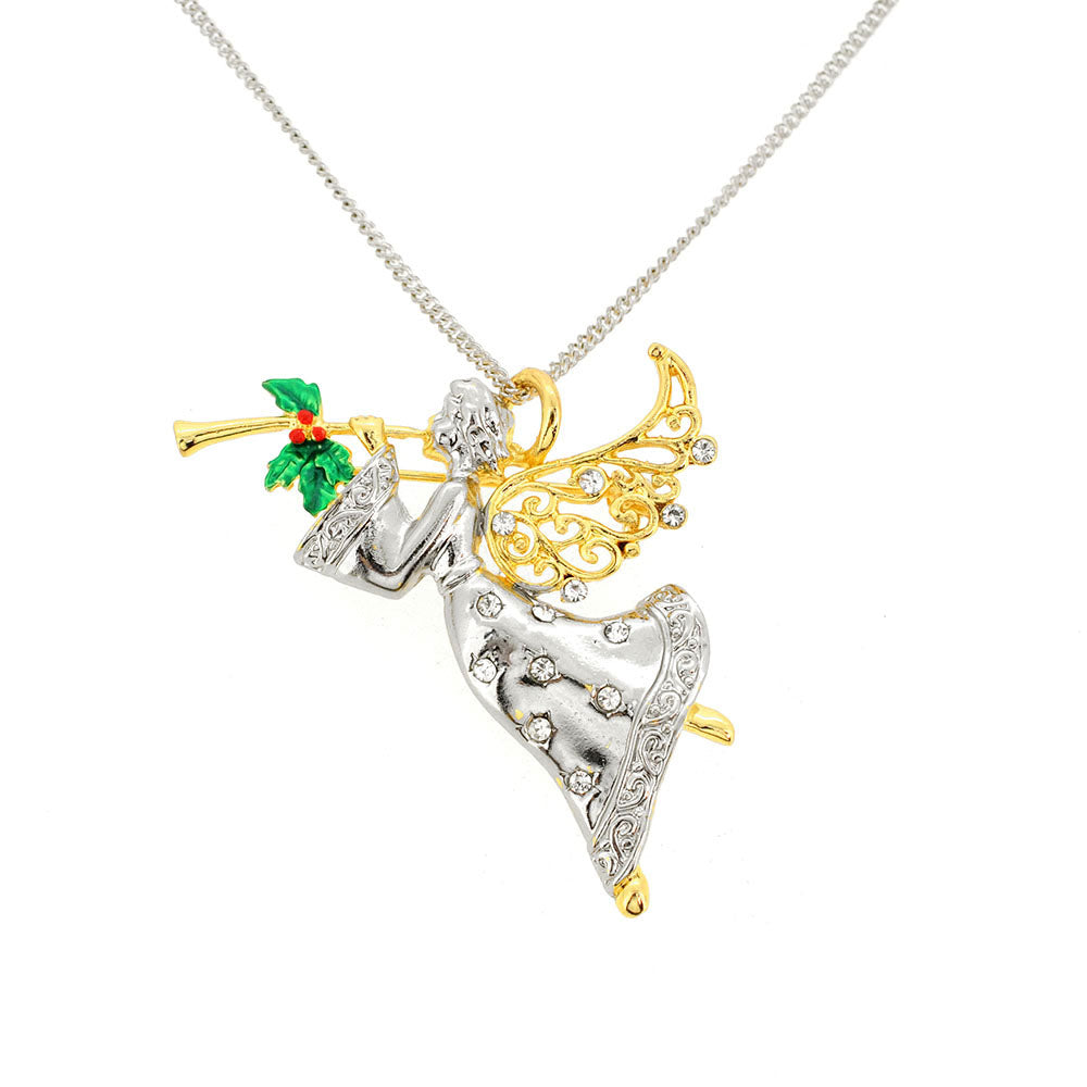 Angle With Horn Crystal Pin Brooch And Pendant
