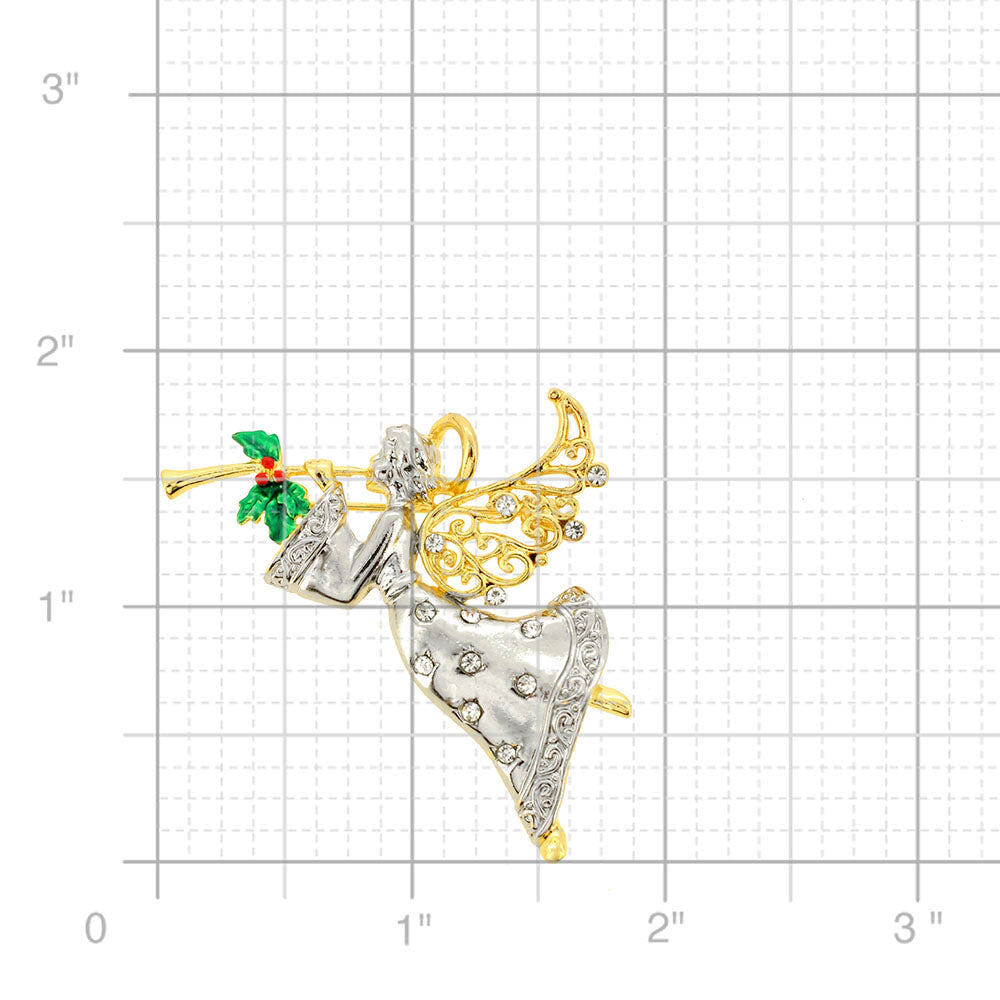 Angle With Horn Crystal Pin Brooch And Pendant