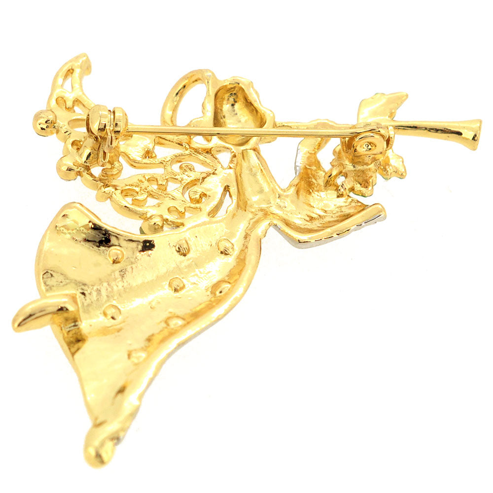 Angle With Horn Crystal Pin Brooch And Pendant