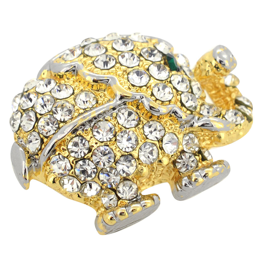 Golden Elephant Crystal Animal Pin Brooch