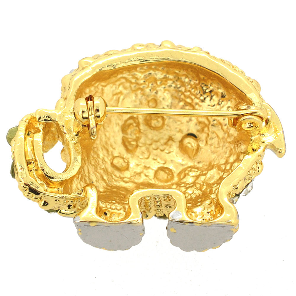 Golden Elephant Crystal Animal Pin Brooch