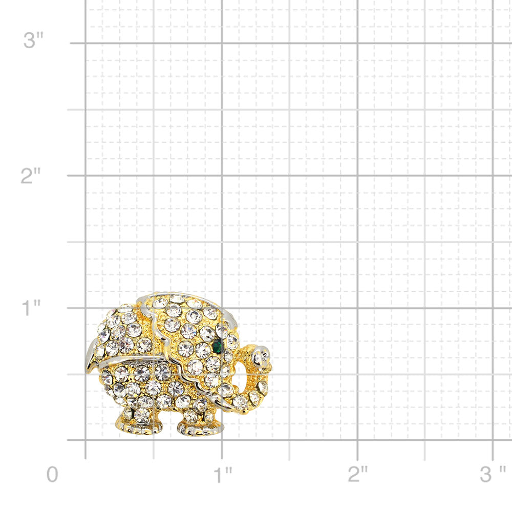 Golden Elephant Crystal Animal Pin Brooch