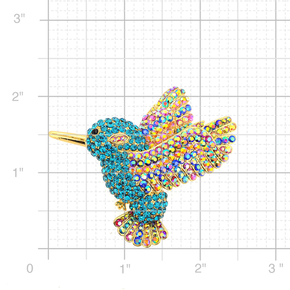 Multicolor Crystal Hummingbird Pin Brooch And Pendant