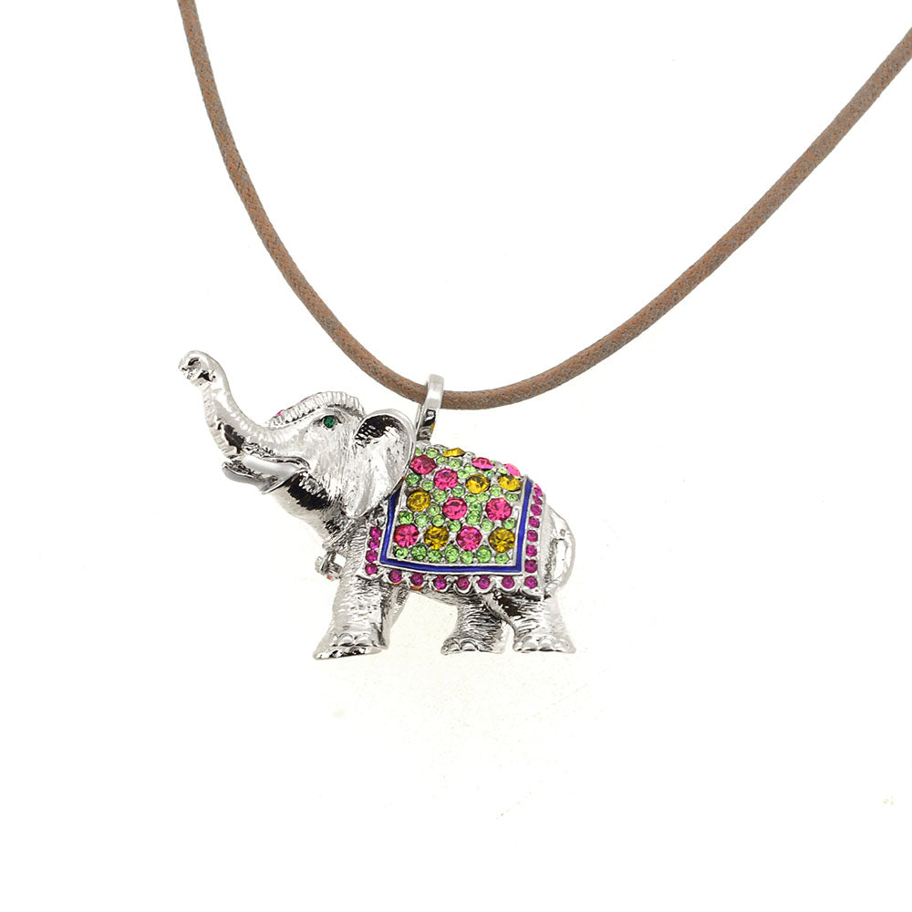 Multicolor Crystal Elephant Pin Brooch And Pendant