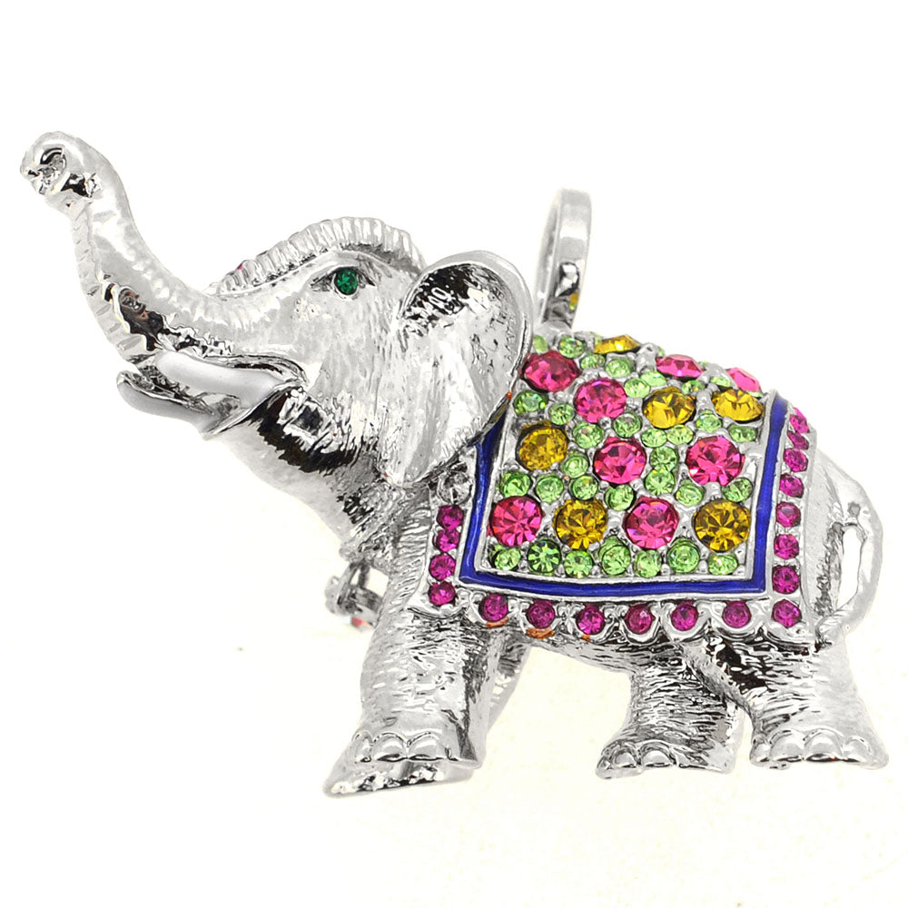 Multicolor Crystal Elephant Pin Brooch And Pendant