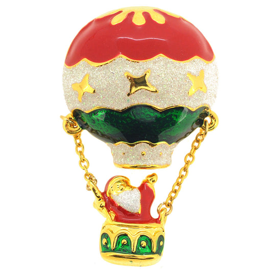 Christmas Santa Claus Hot Balloon Pin Brooch