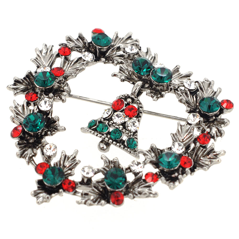 Christmas Heart Wreath Pin Brooch