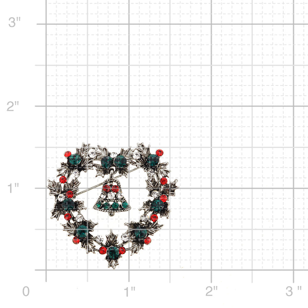 Christmas Heart Wreath Pin Brooch