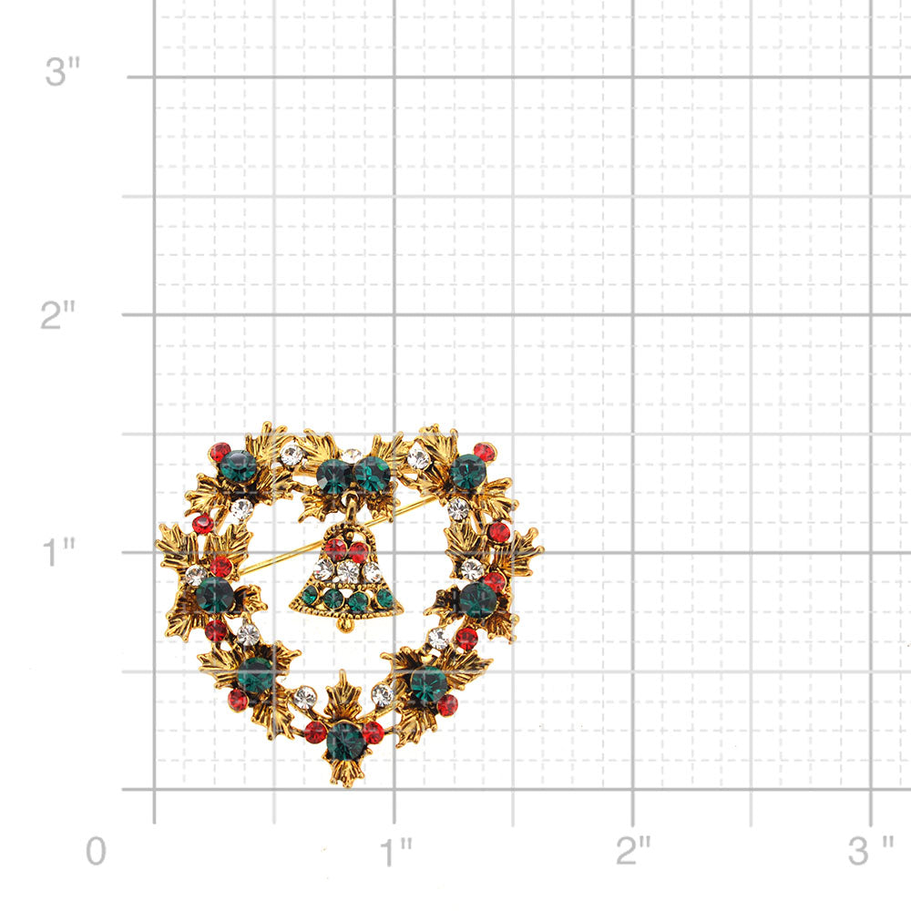 Christmas Heart Wreath Pin Brooch