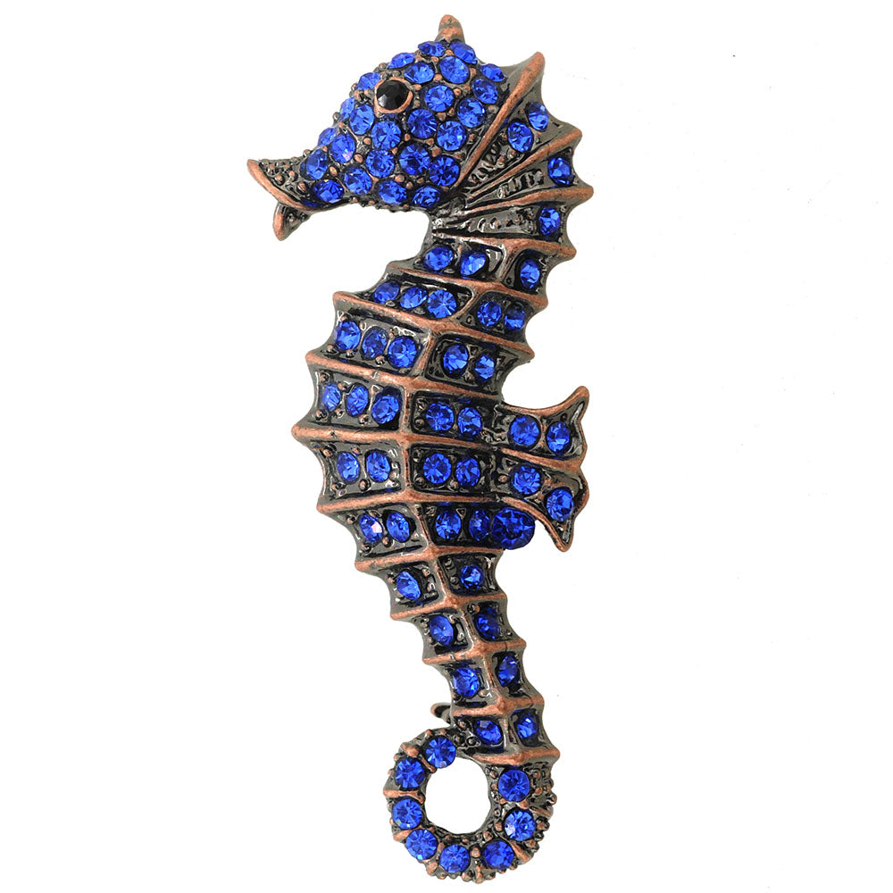 Sapphire Blue Seahorse Pin Brooch