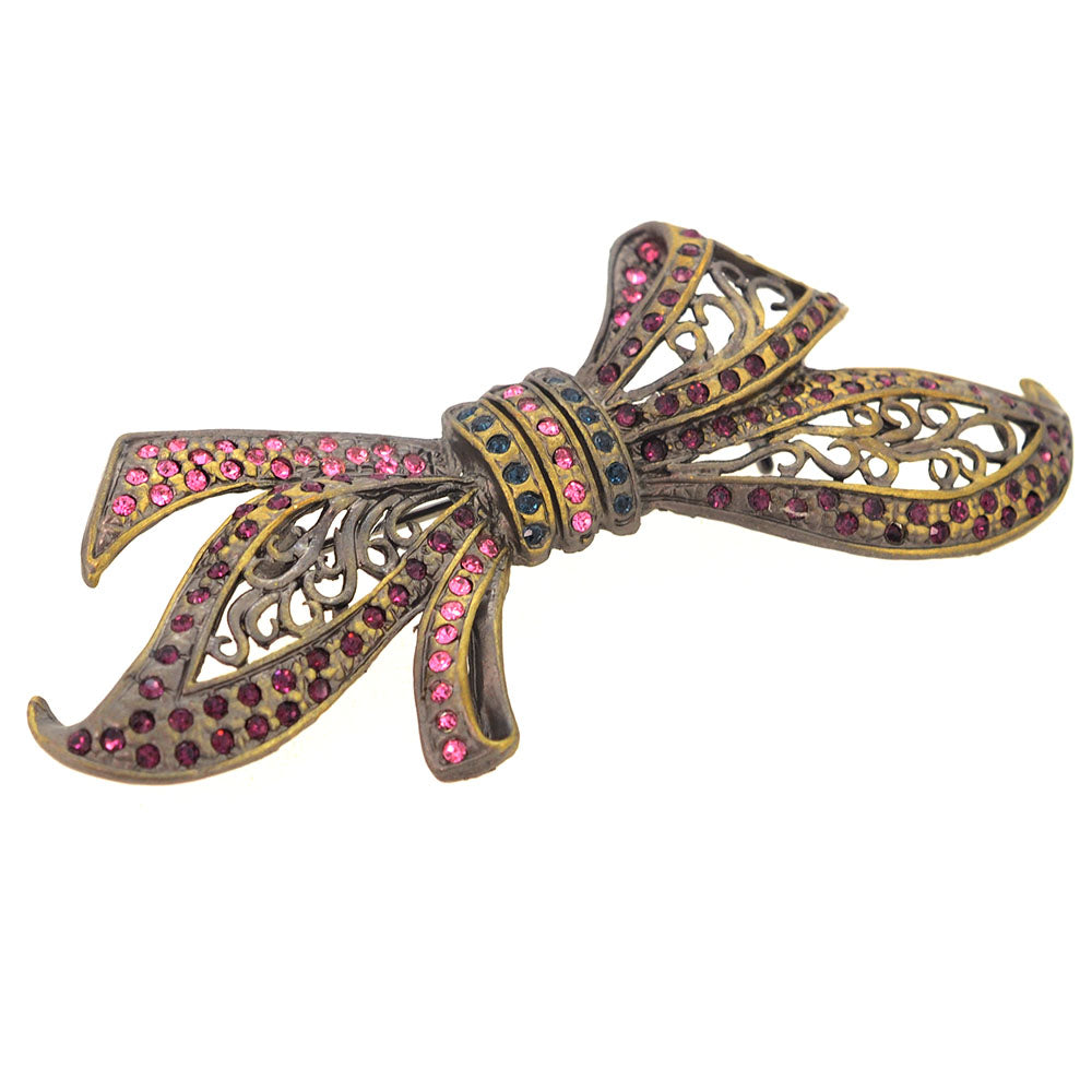 Vintagestyle Crystal Bow Pin Brooch