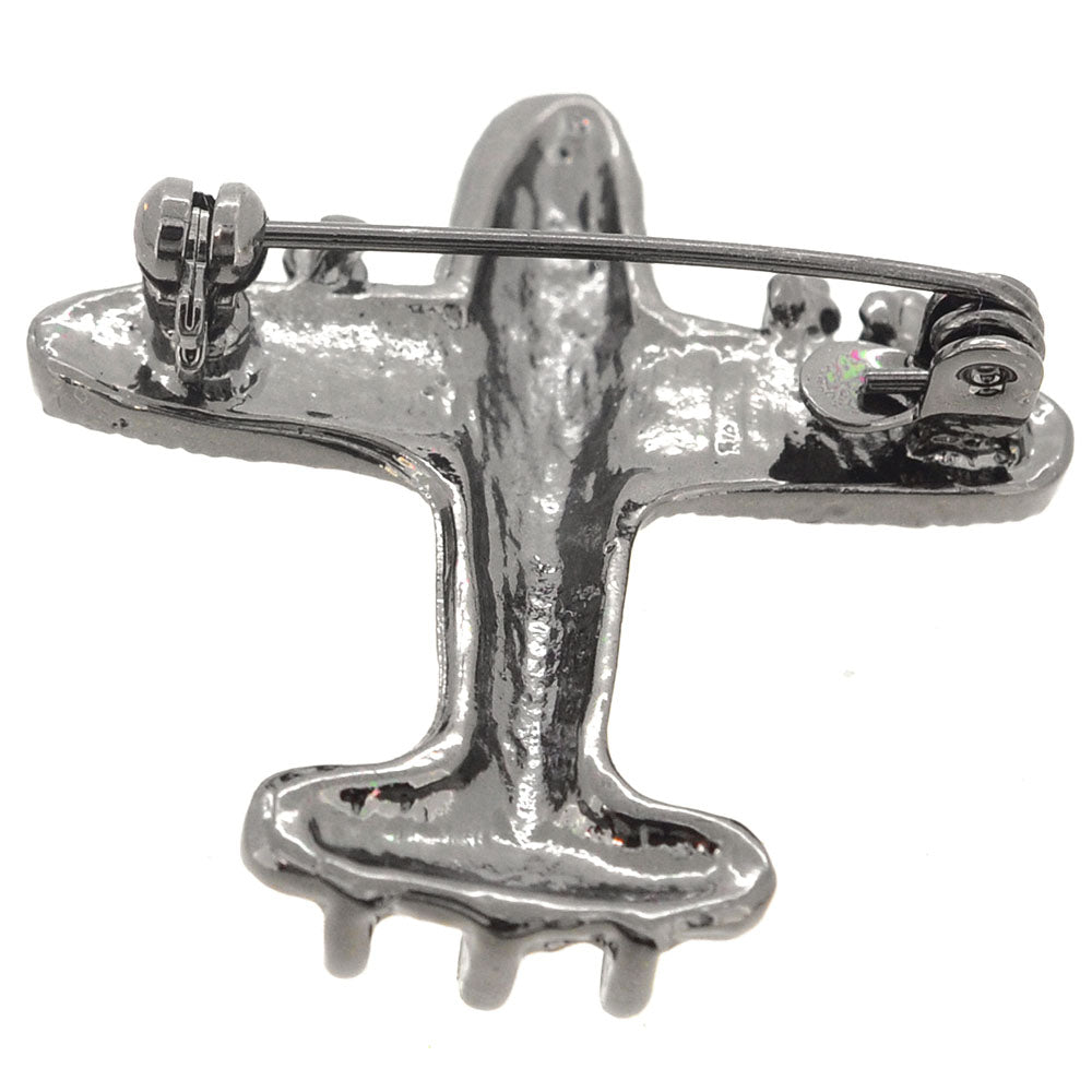 Black Airplane Pin Brooch