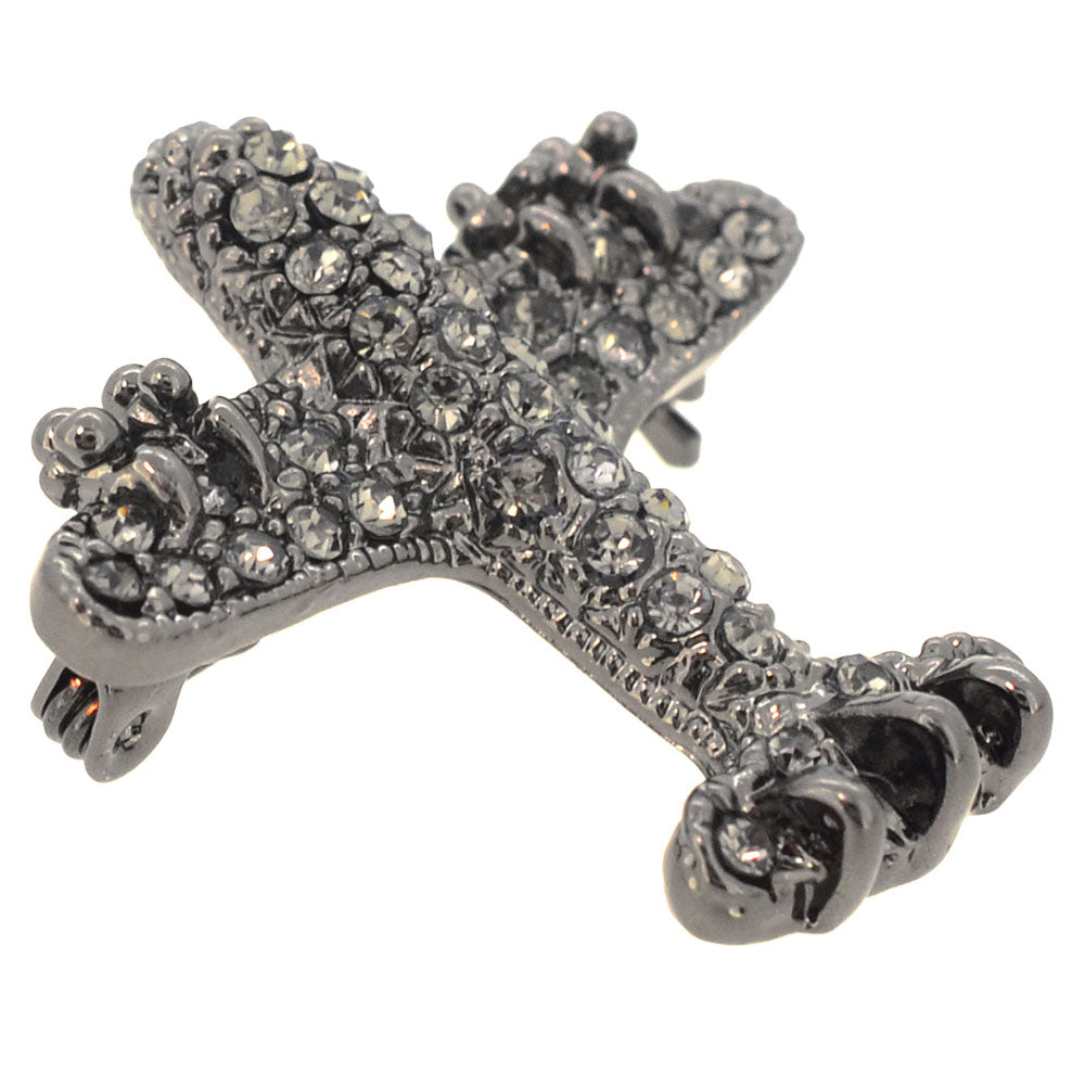 Black Airplane Pin Brooch