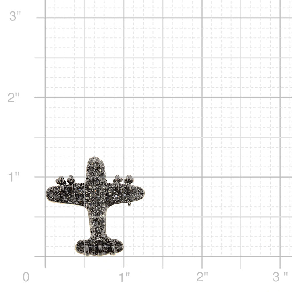 Black Airplane Pin Brooch