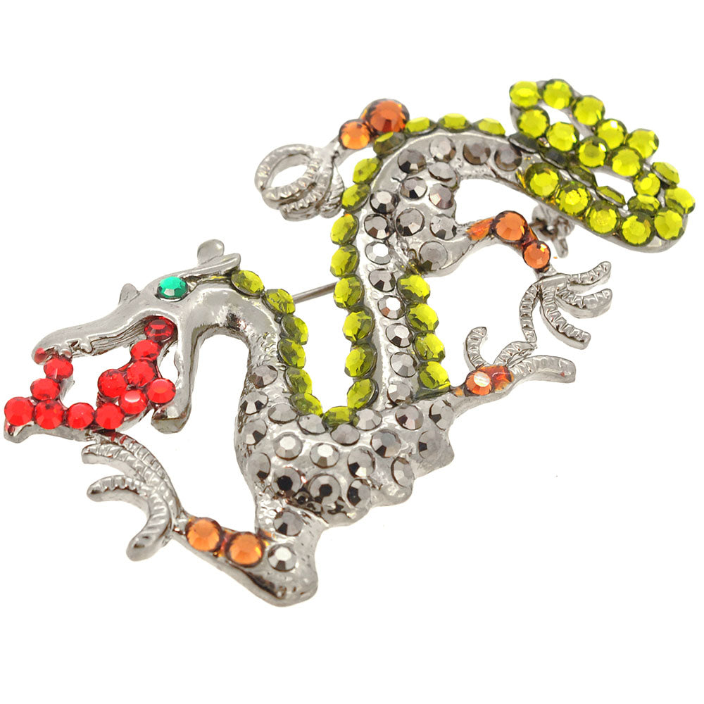 Green And Black Chinese Dragon Pin Brooch