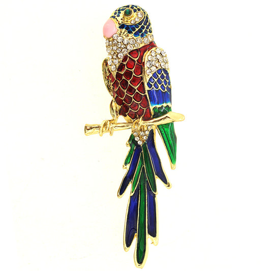 Multicolor Enamel Parrot Pin Brooch