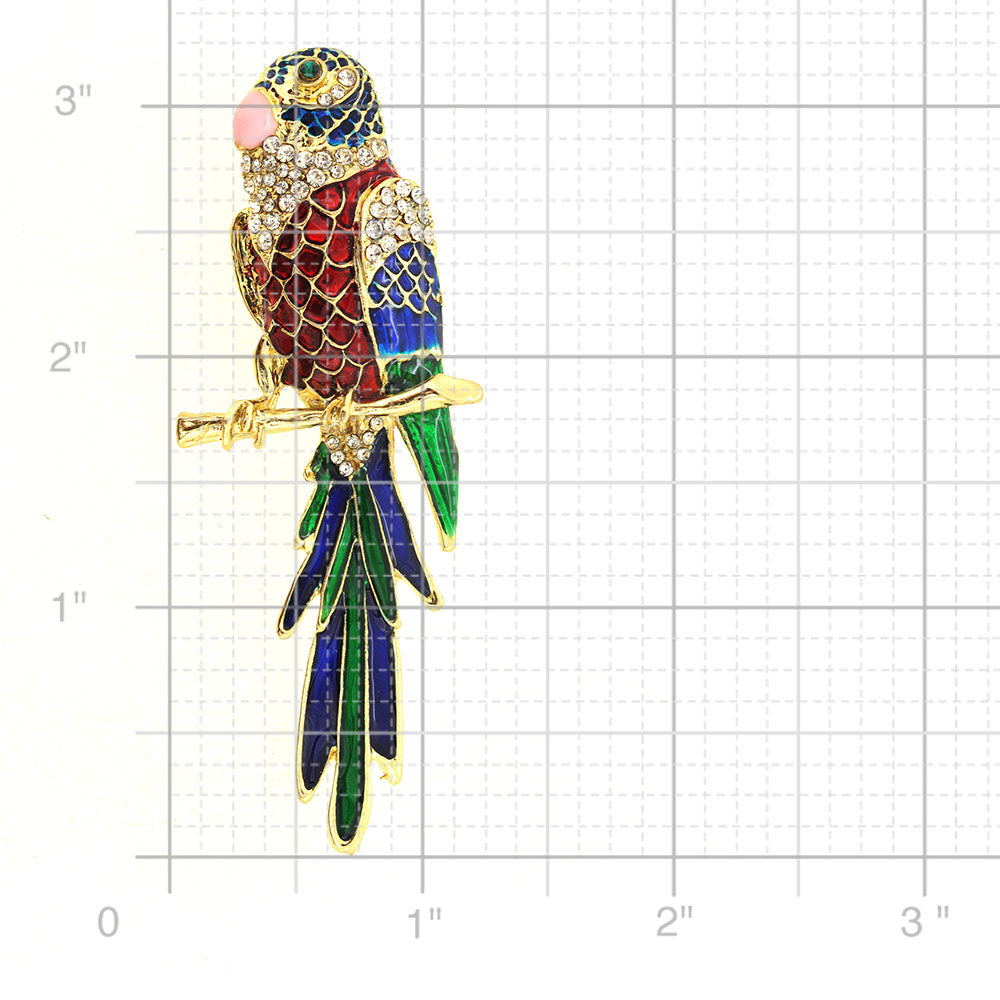 Multicolor Enamel Parrot Pin Brooch