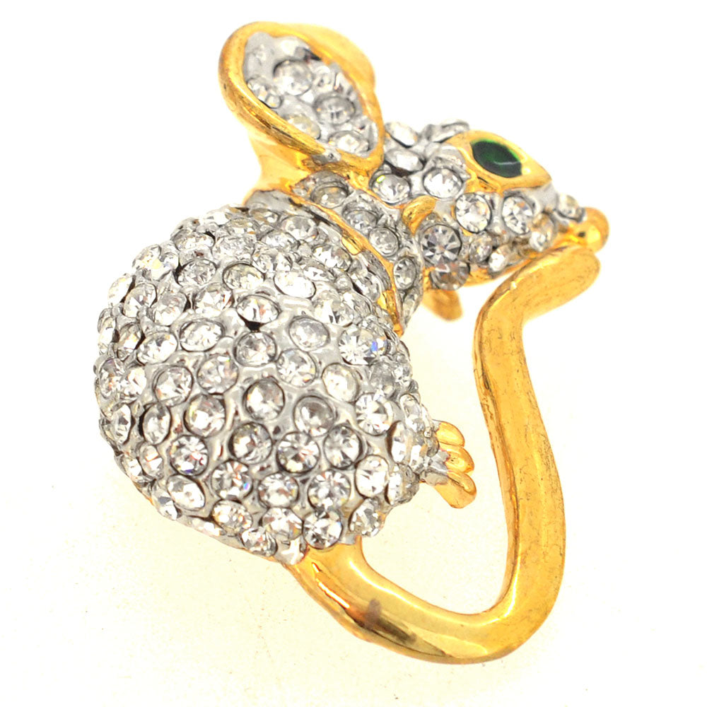 Crystal Mice Pin Brooch
