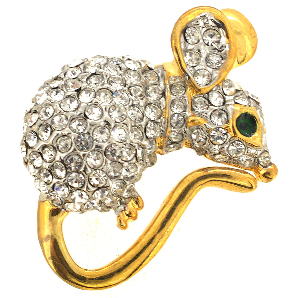 Crystal Mice Pin Brooch