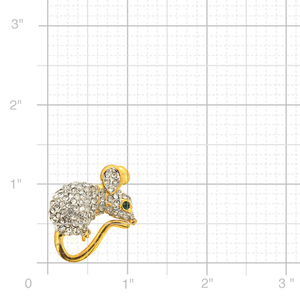 Crystal Mice Pin Brooch