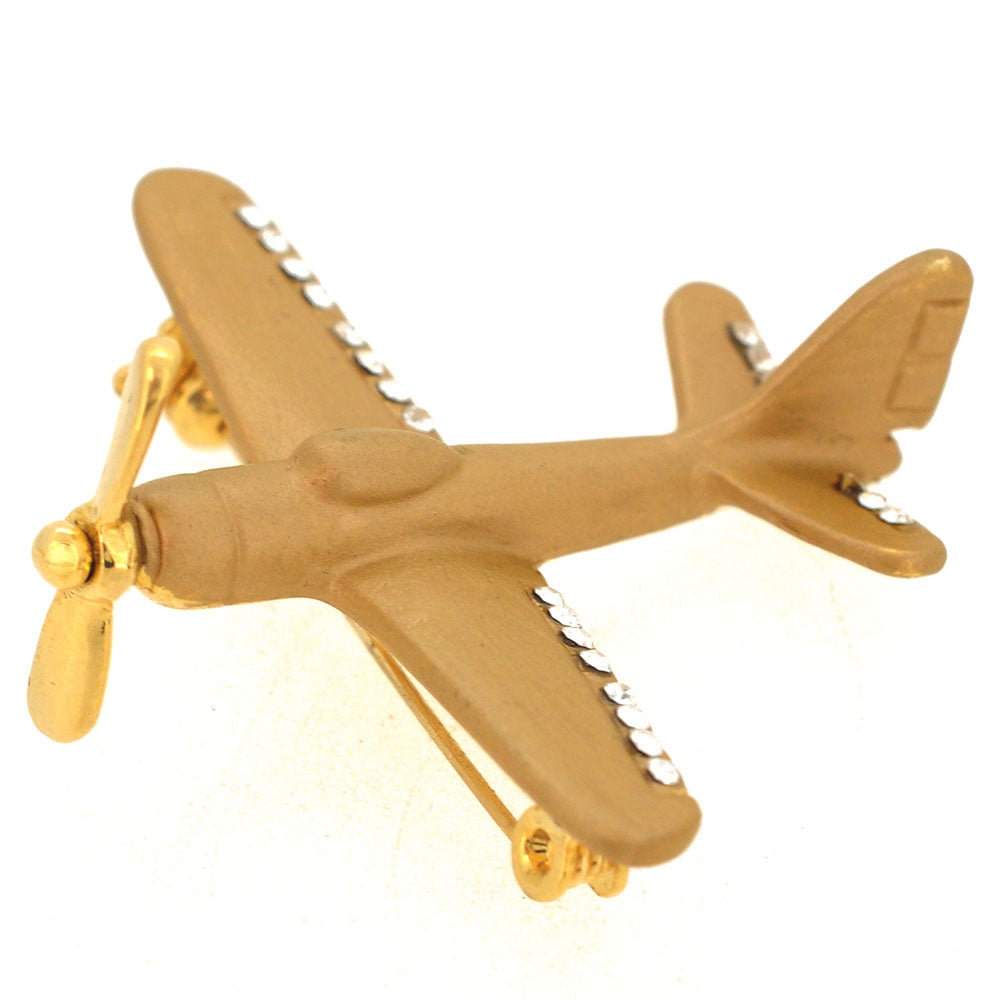 Golden Airplane Pin Brooch