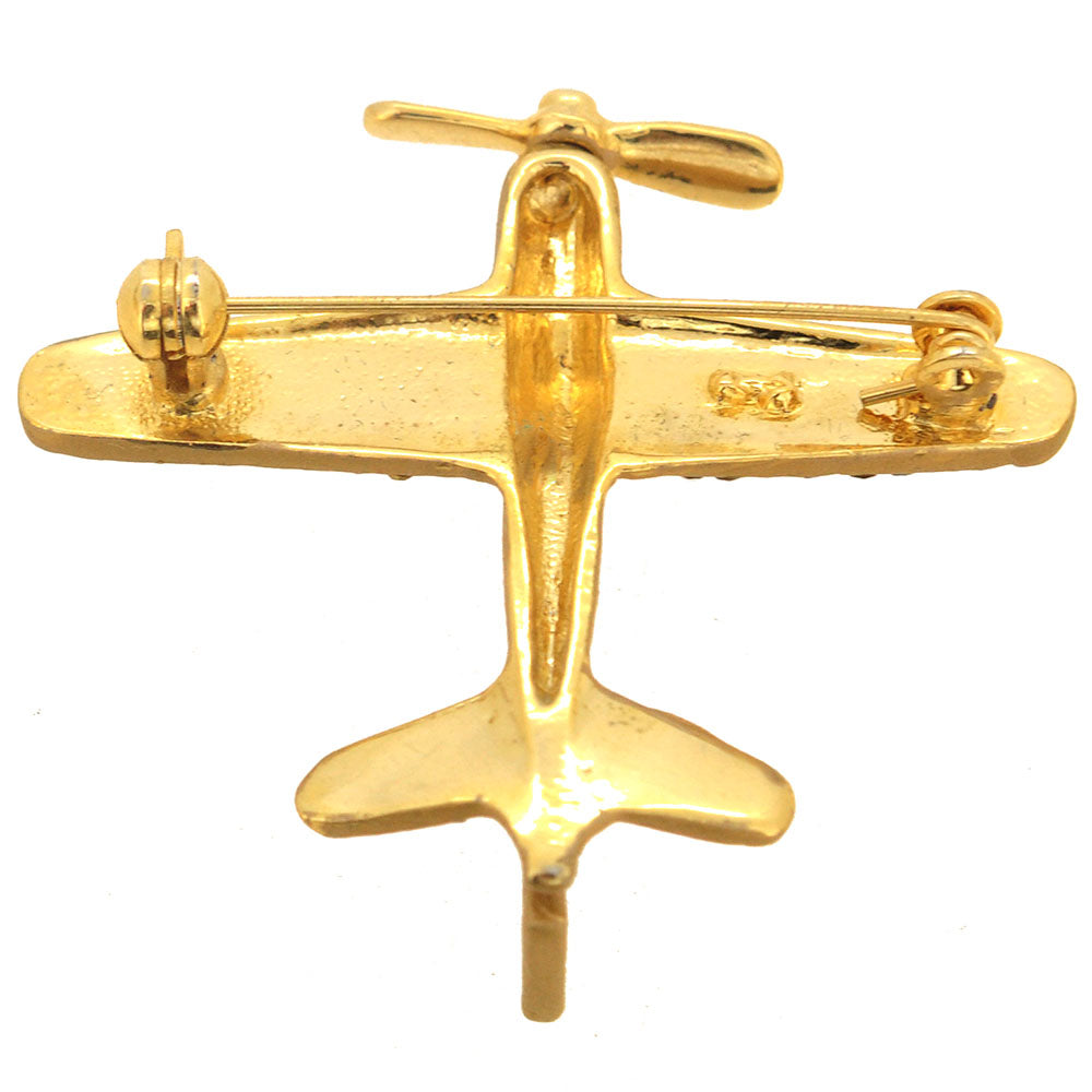 Golden Airplane Pin Brooch