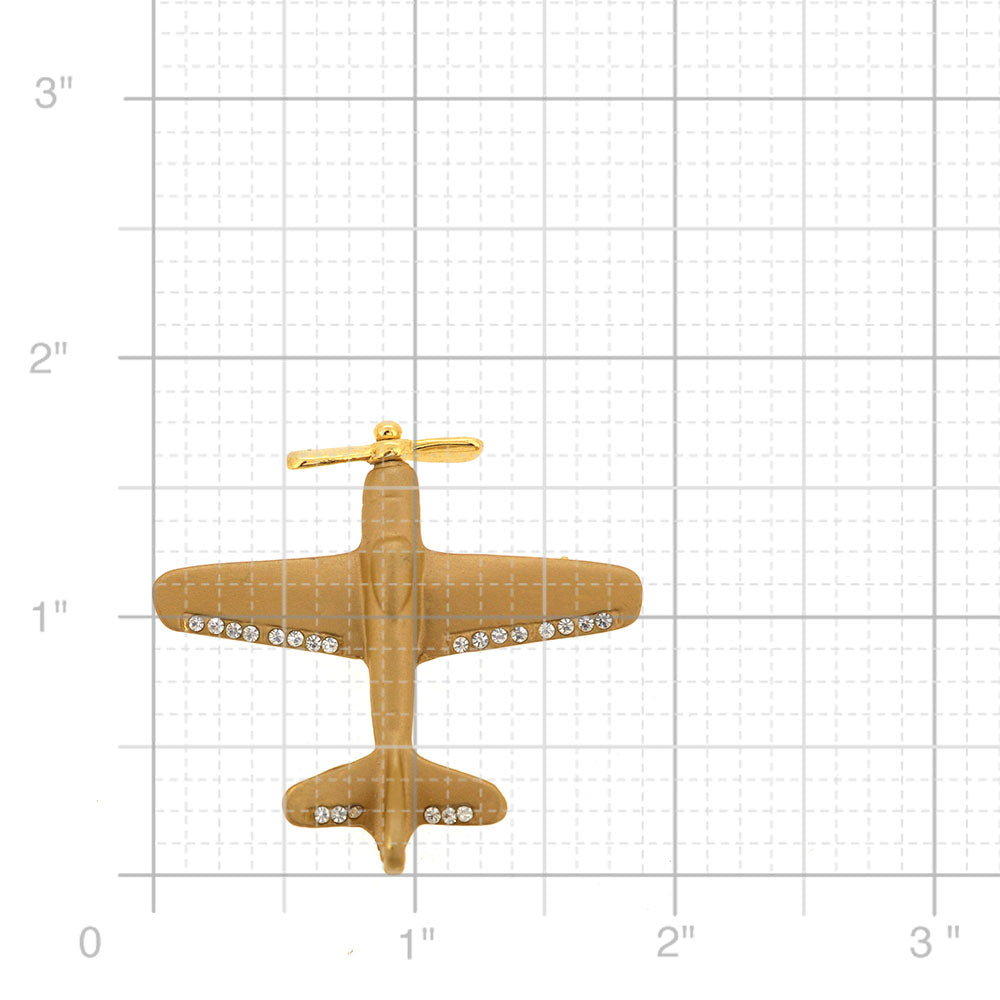 Golden Airplane Pin Brooch