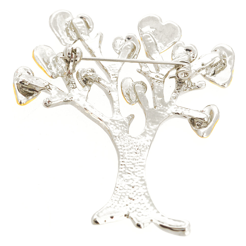 Golden/Silver Heart Tree Pin Brooch