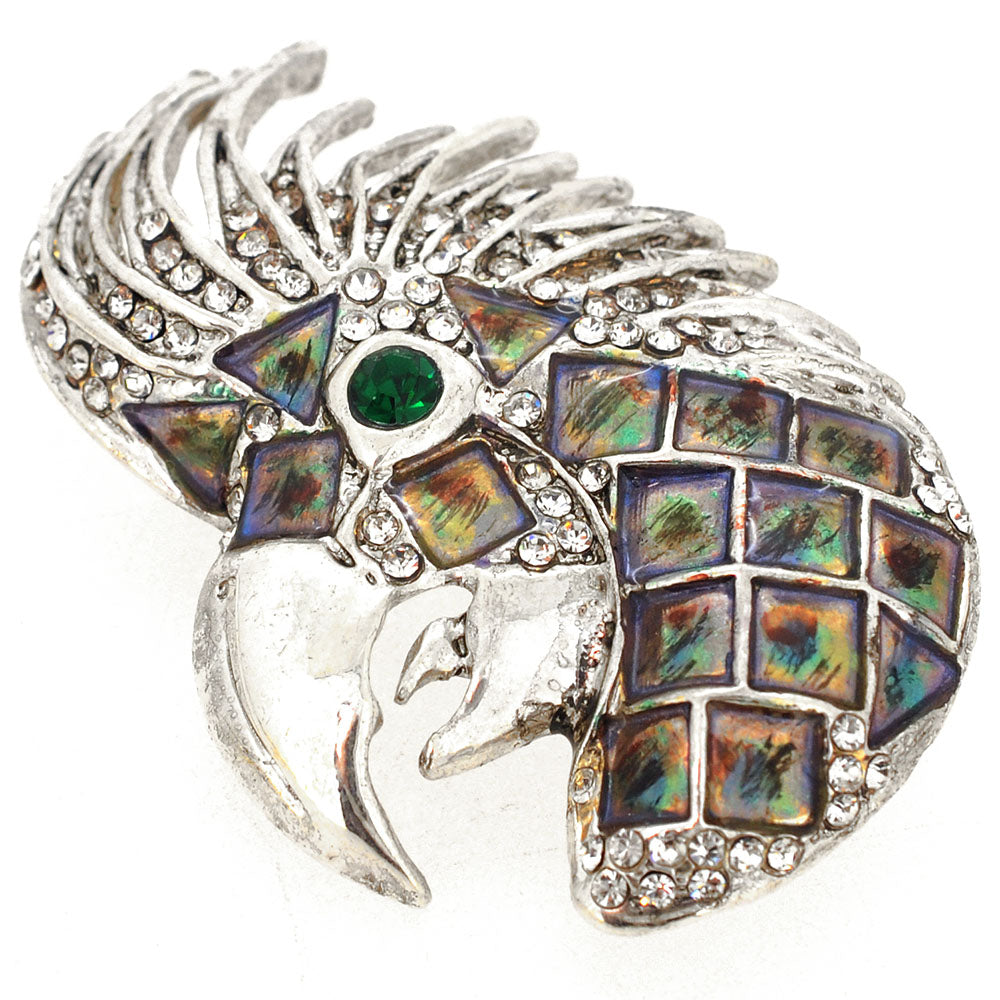 Silver Parrot Head Pin Brooch