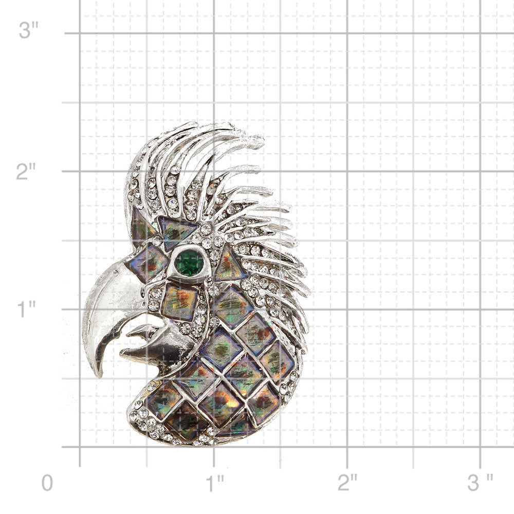 Silver Parrot Head Pin Brooch