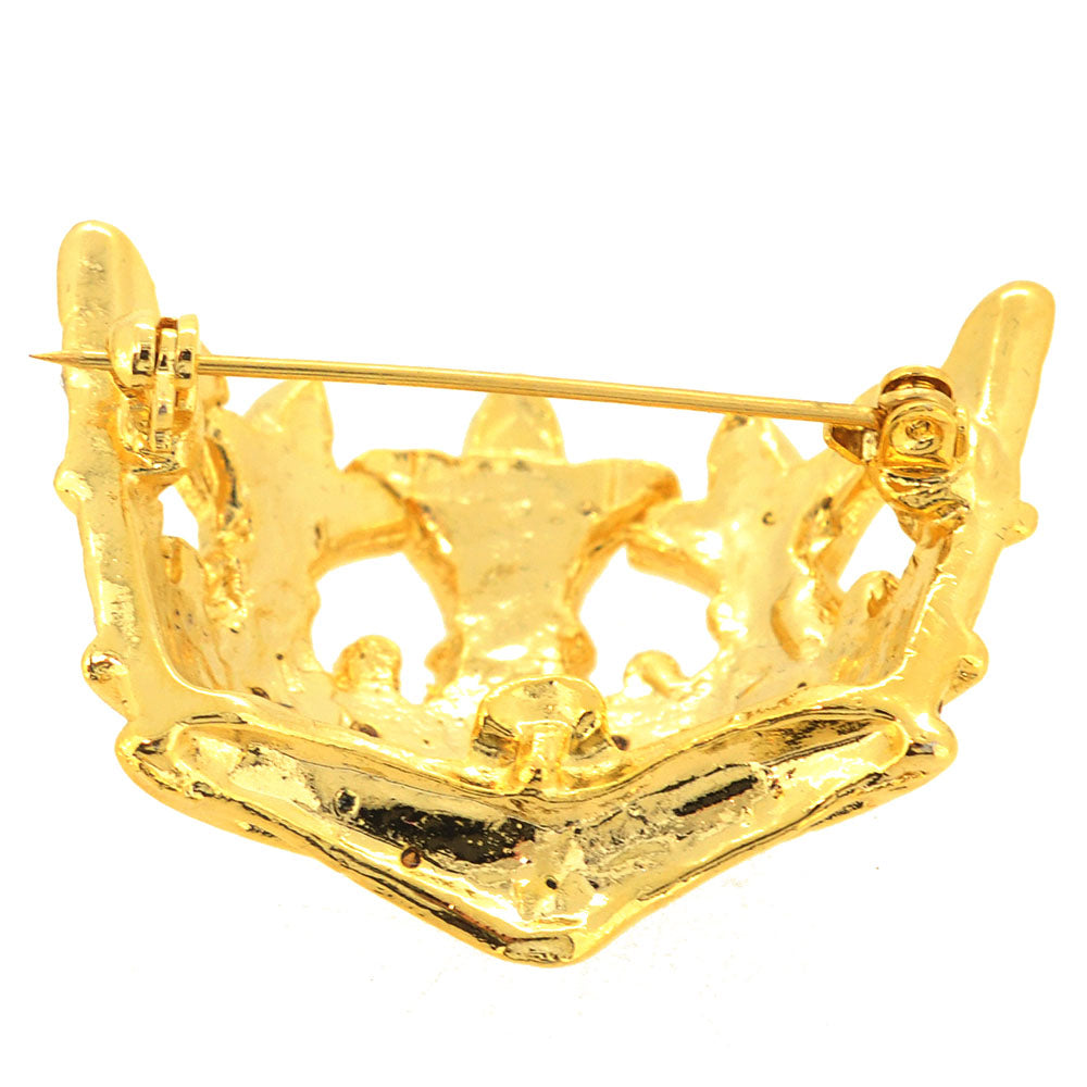 Golden Crystal Crown Pin Brooch