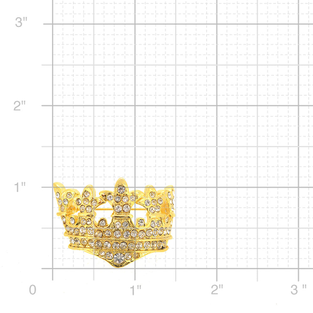 Golden Crystal Crown Pin Brooch