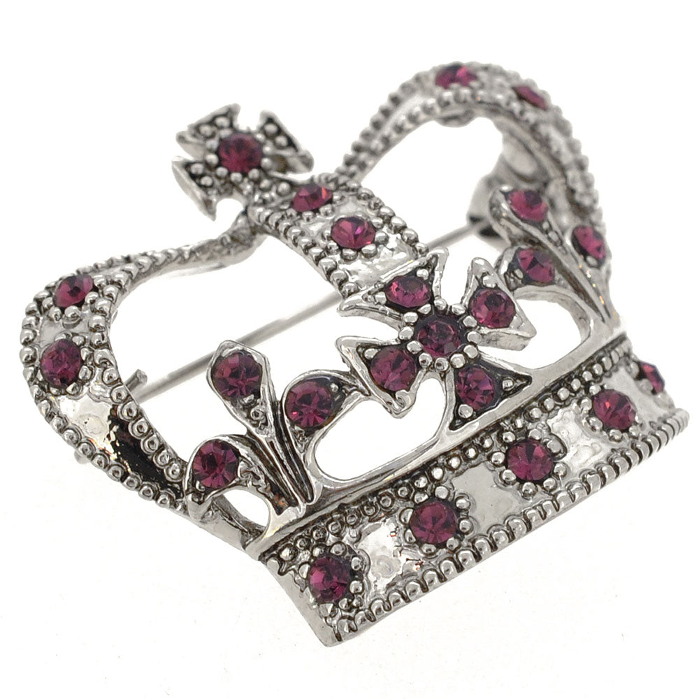 Amethyst Crystal Crown Pin Brooch
