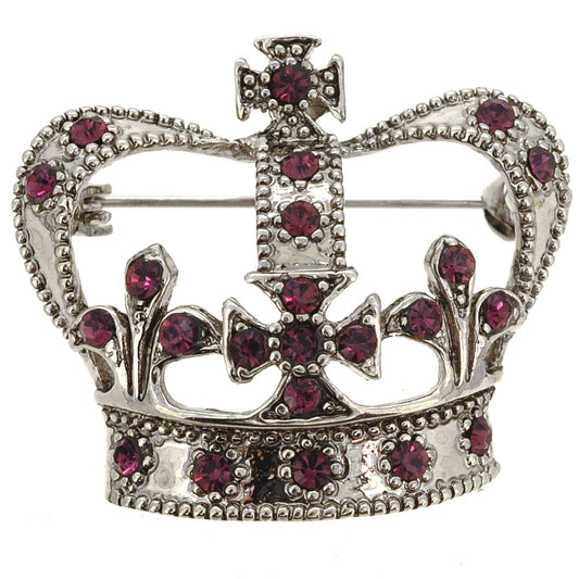 Amethyst Crystal Crown Pin Brooch