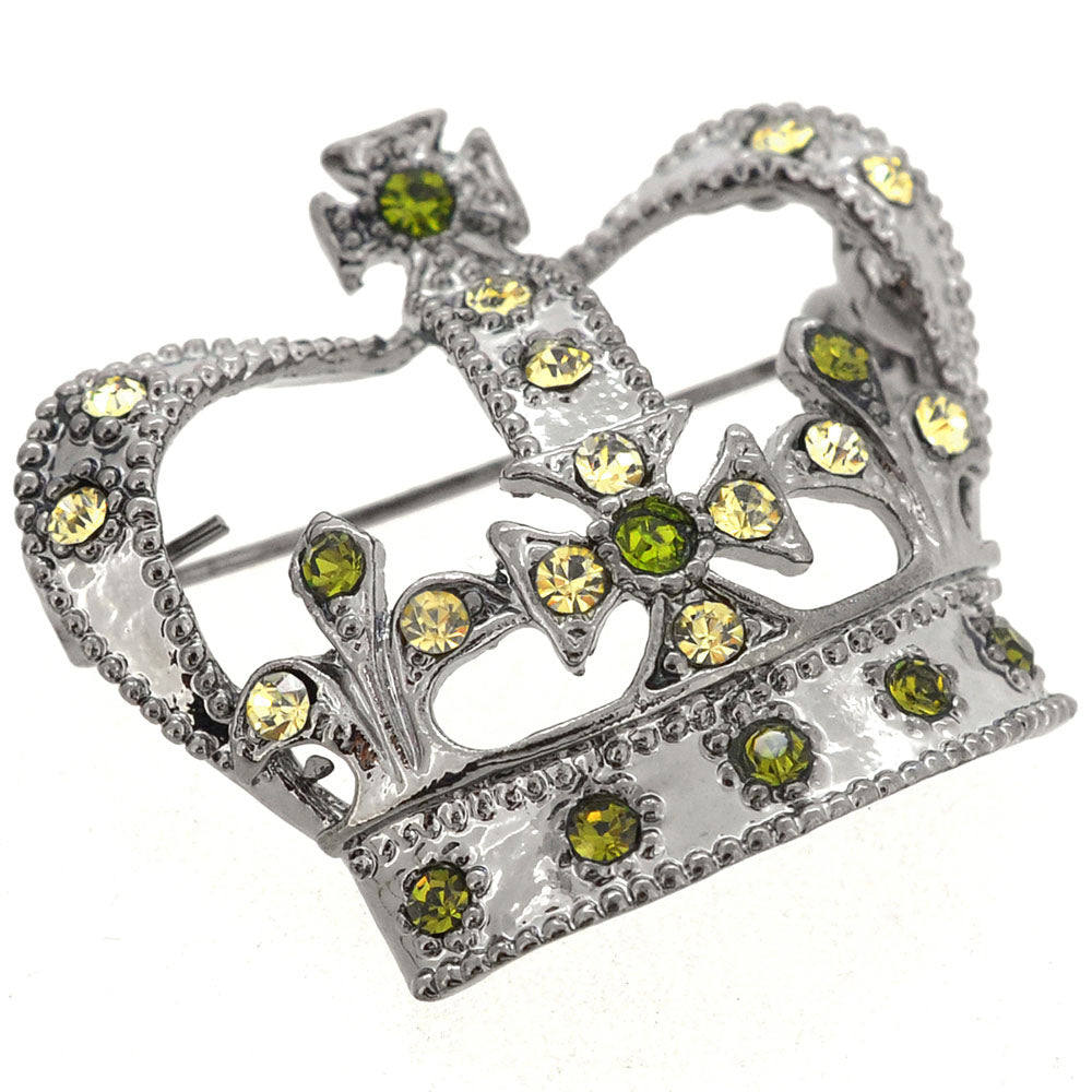 Olivine Crystal Crown Pin Brooch