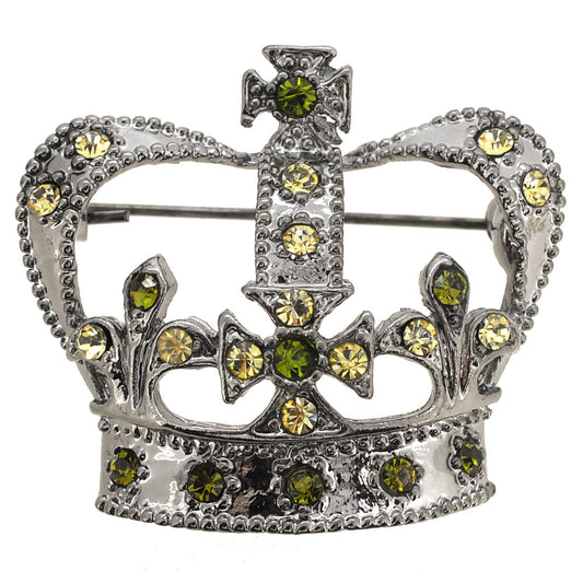 Olivine Crystal Crown Pin Brooch