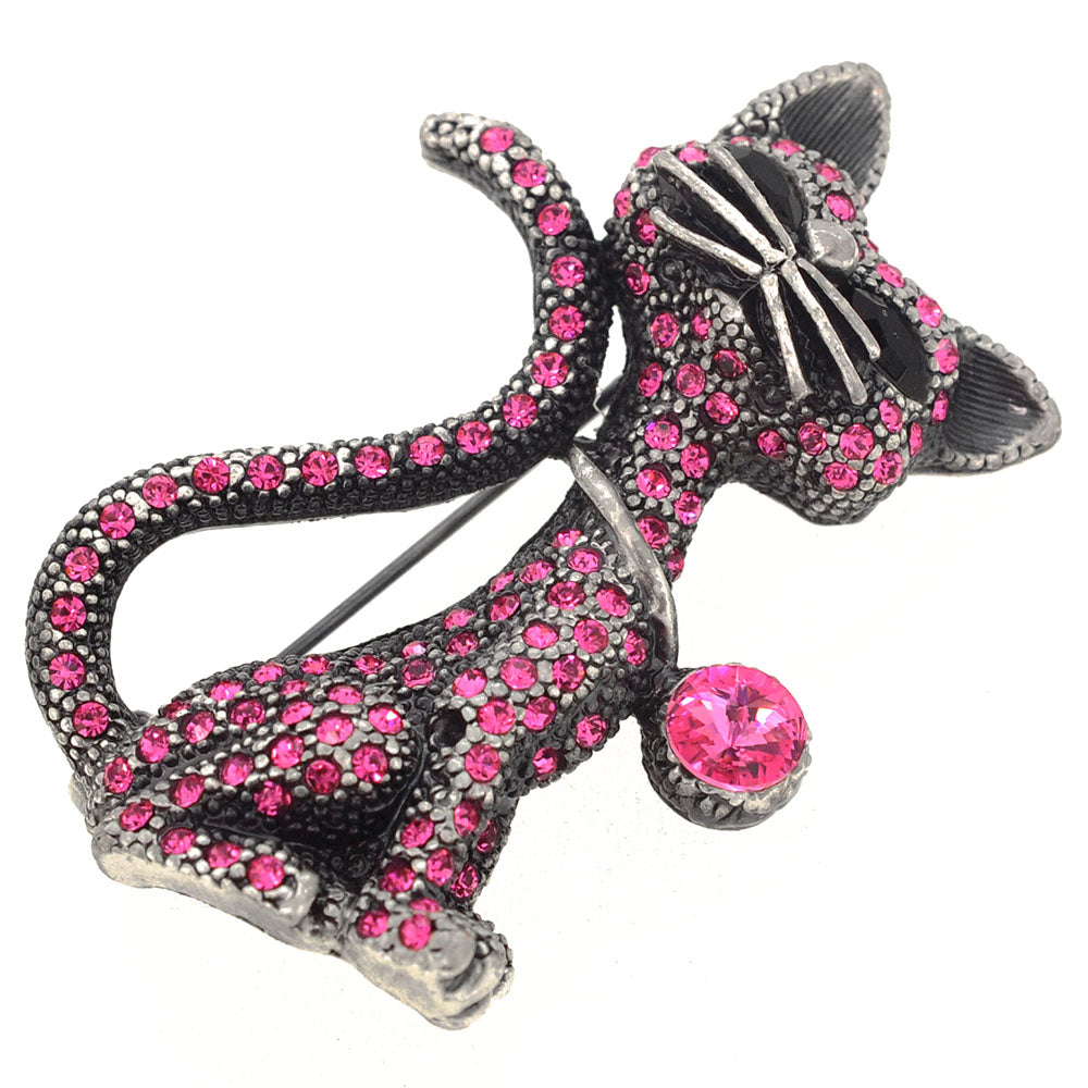 Vintage Fuchsia Cat Pin Brooch