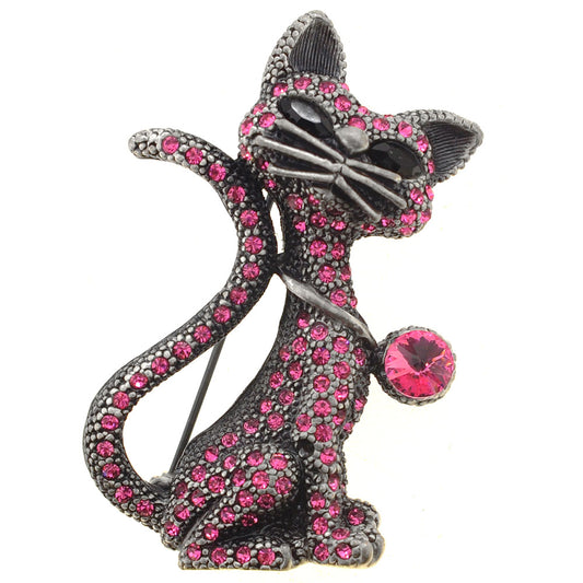 Vintage Fuchsia Cat Pin Brooch